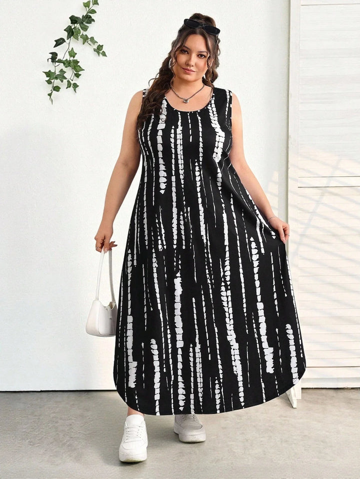 Vestido casual elegante de mujer con escote en V, sin mangas, con dobladillo, cinturón