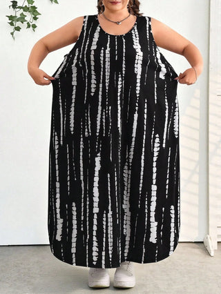 Vestido casual elegante de mujer con escote en V, sin mangas, con dobladillo, cinturón