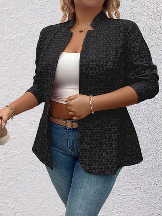 Blazer casual/empresarial en jacquard de manga larga para mujeres de talla cómoda