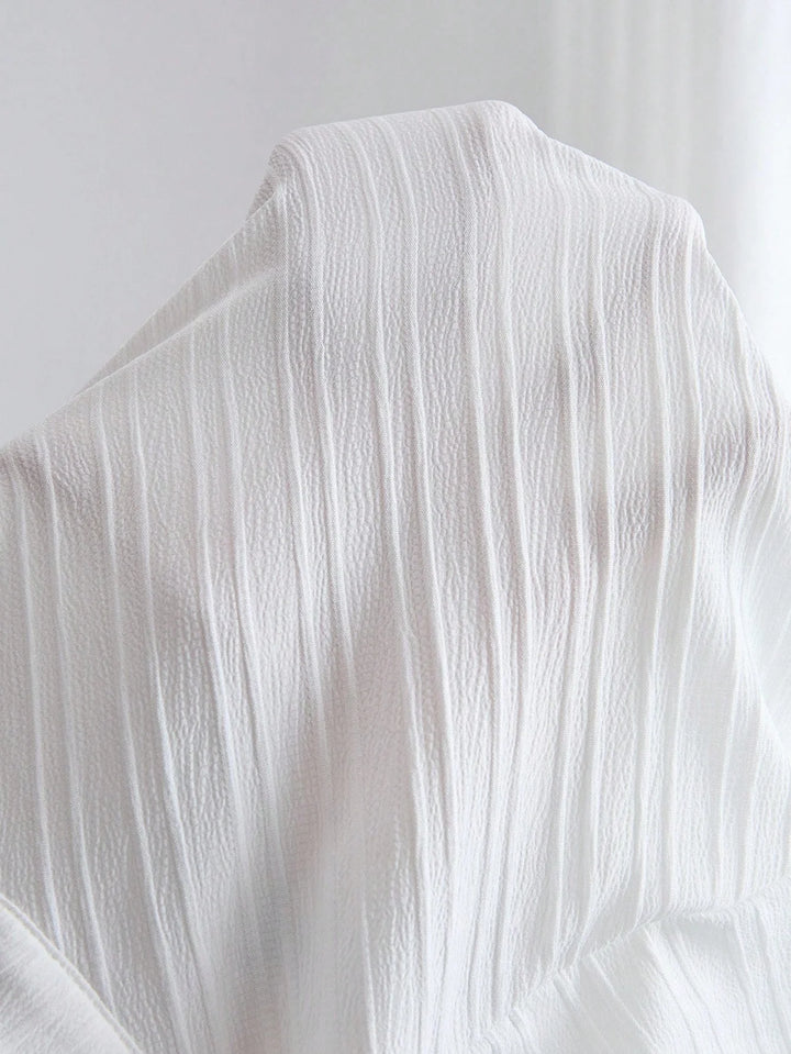 Blusa larga, casual, de manga larga, con textura blanca, para el otoño, tallas oversize