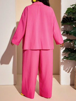Conjunto de playa de verano, 2 piezas, fucsia intenso, adecuado para tallas grandes