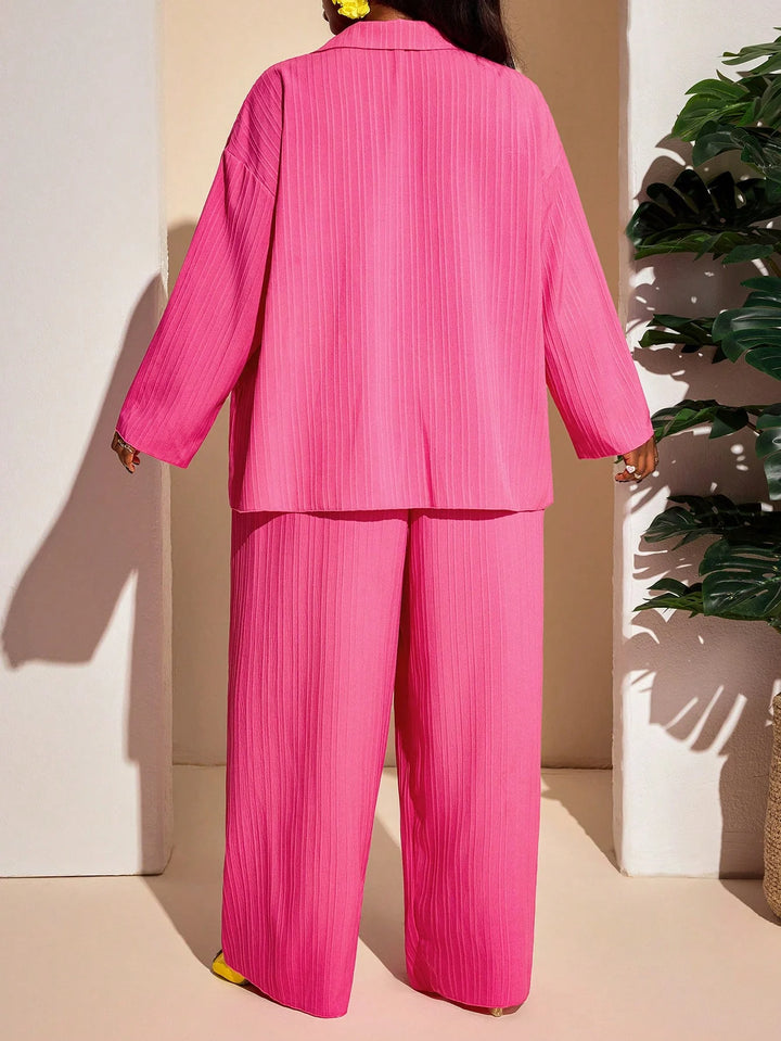 Conjunto de playa de verano, 2 piezas, fucsia intenso, adecuado para tallas grandes