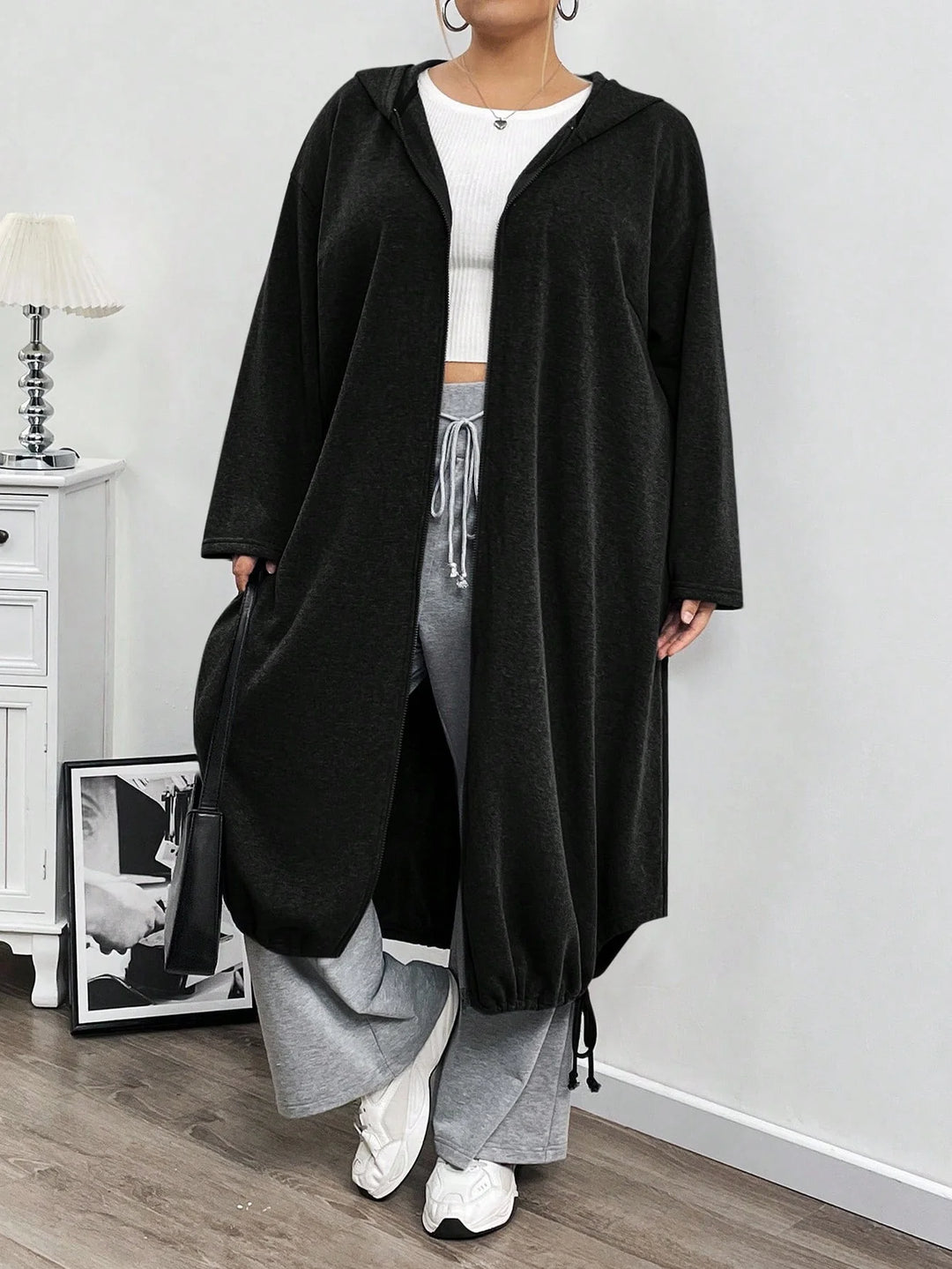 Chaqueta con capucha y bolsillos con cierre de cremallera, talla cómoda, adecuada para otoño/invierno