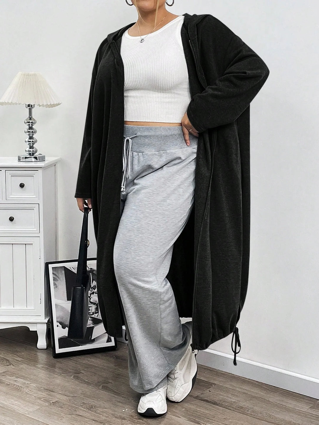 Chaqueta con capucha y bolsillos con cierre de cremallera, talla cómoda, adecuada para otoño/invierno