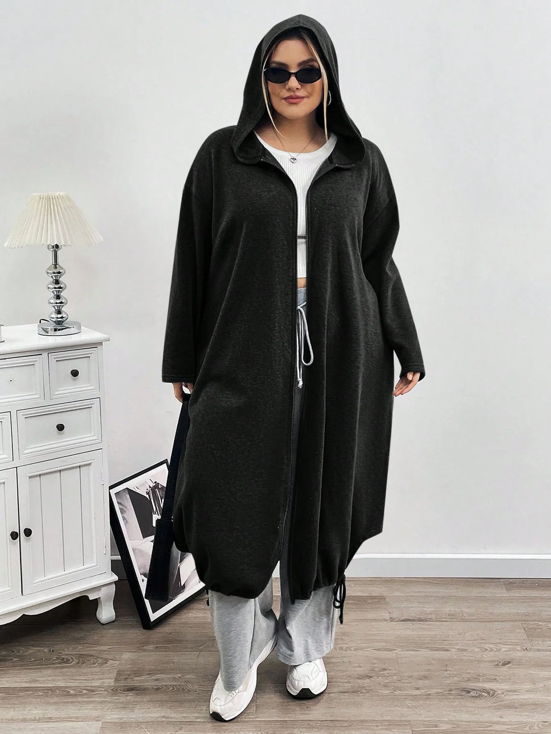 Chaqueta con capucha y bolsillos con cierre de cremallera, talla cómoda, adecuada para otoño/invierno