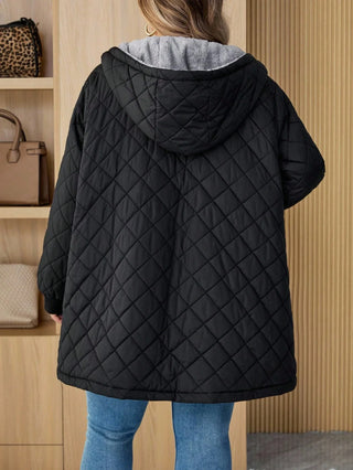 Abrigo acolchado con capucha de forro polar, talla curvy/plus size, para mujer, adecuado para otoño/invierno