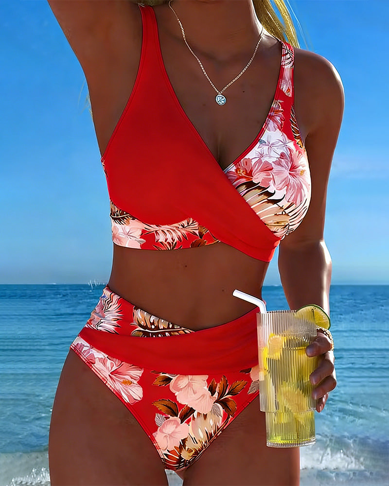 Jolina™ | Bikini de dos piezas con estampado floral y contraste