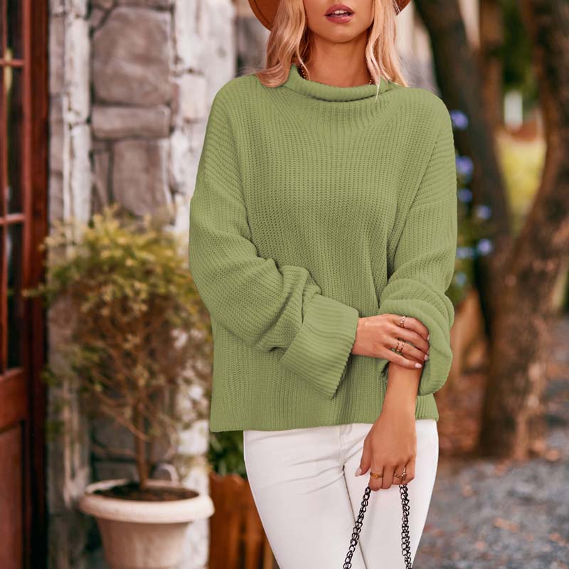 Pull de Tricot Décontracté de Couleur Unie