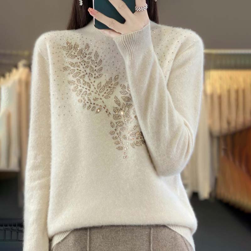 Suéter De Tricot Con Motivo De Hojas