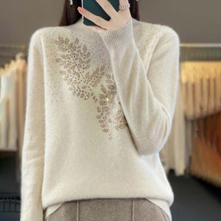 Suéter De Tricot Con Motivo De Hojas