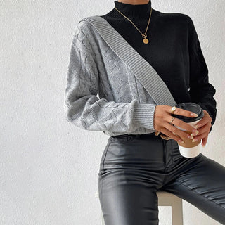 Suéter Casual de Punto Patchwork