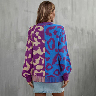 Sudadera Patchwork Leopardo Casual
