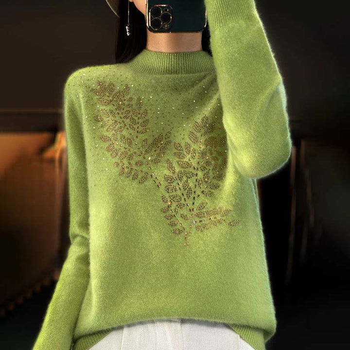 Suéter De Tricot Con Motivo De Hojas