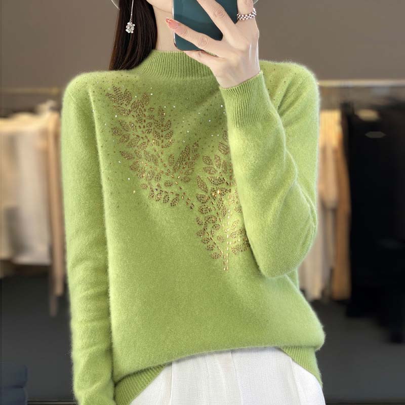 Suéter De Tricot Con Motivo De Hojas