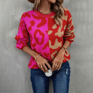 Sudadera Patchwork Leopardo Casual