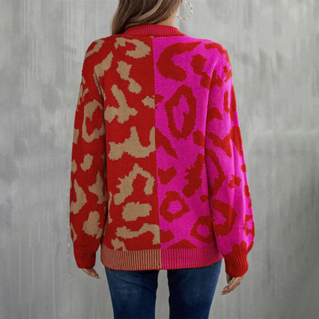 Sudadera Patchwork Leopardo Casual