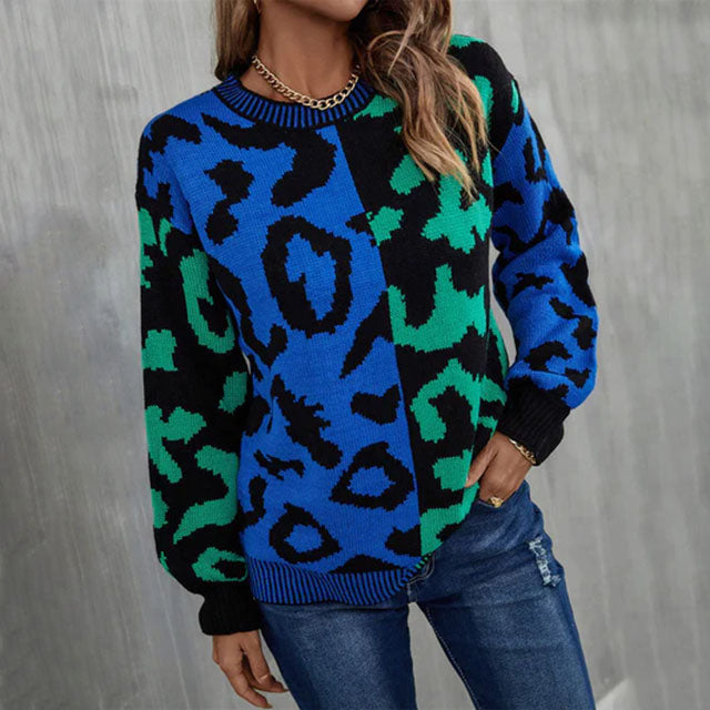 Sudadera Patchwork Leopardo Casual