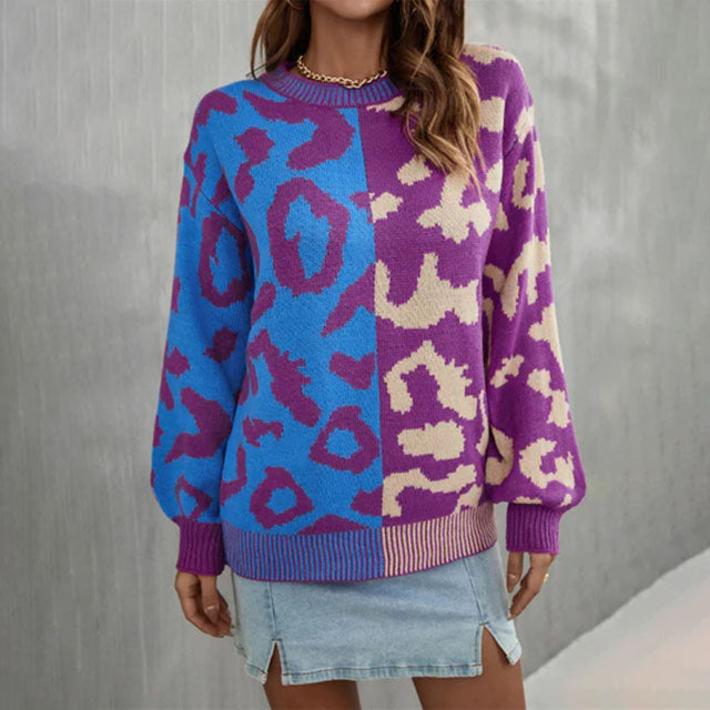 Sudadera Patchwork Leopardo Casual