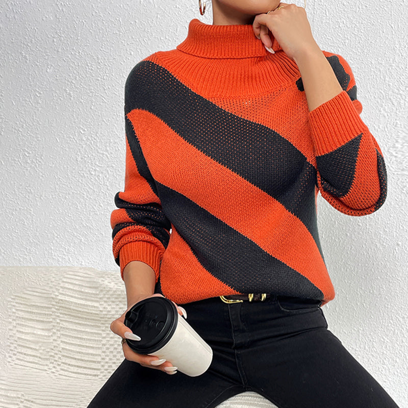Pull De Tricot Rayé Décontracté