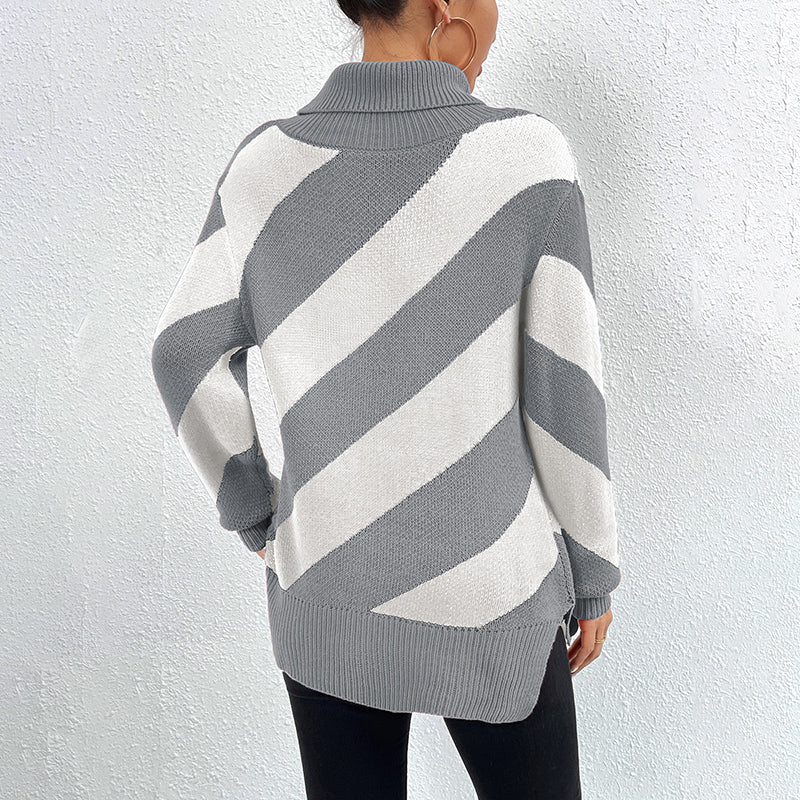 Pull De Tricot Rayé Décontracté