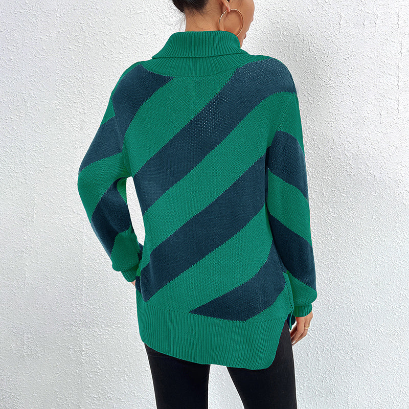 Pull De Tricot Rayé Décontracté