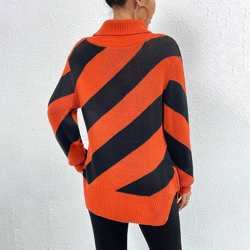 Pull De Tricot Rayé Décontracté