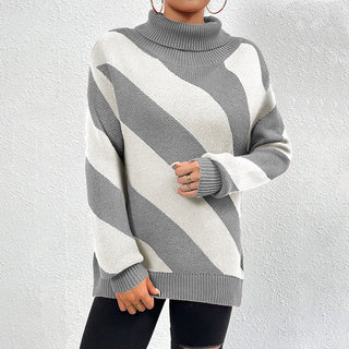 Pull De Tricot Rayé Décontracté