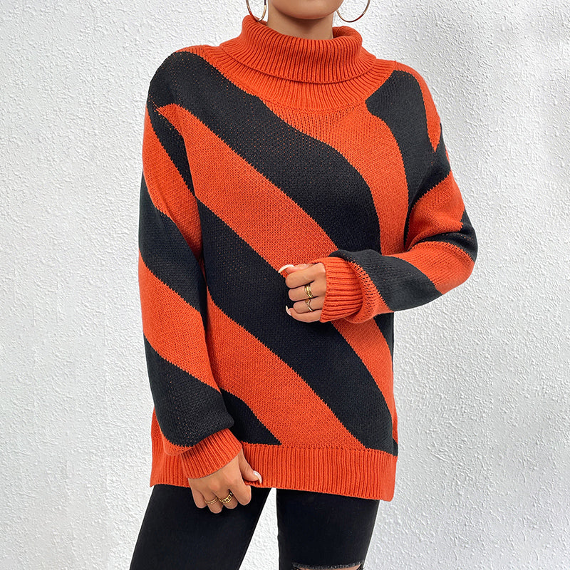 Pull De Tricot Rayé Décontracté