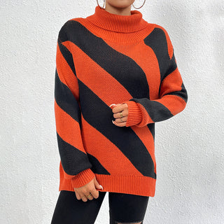 Pull De Tricot Rayé Décontracté