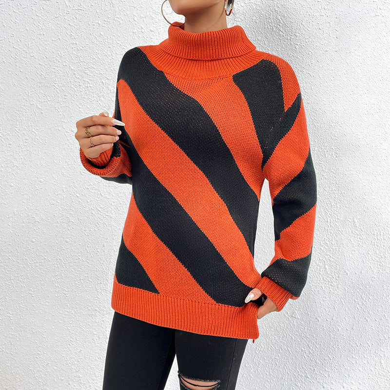 Pull De Tricot Rayé Décontracté