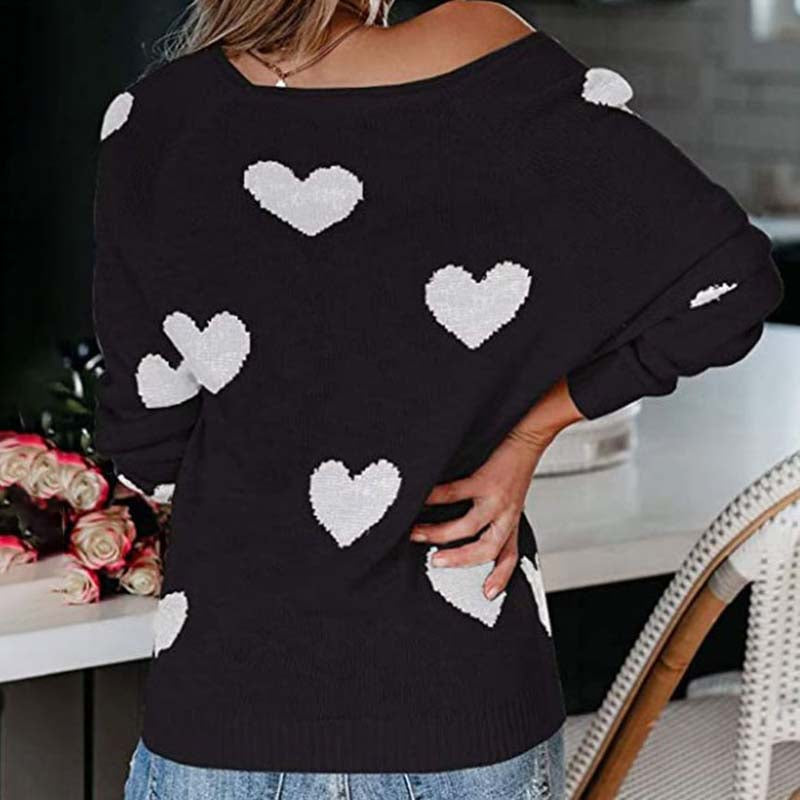 Suéter De Tricot Con Motivo De Corazón