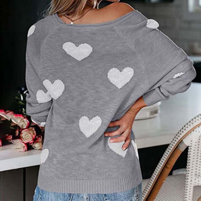 Suéter De Tricot Con Motivo De Corazón