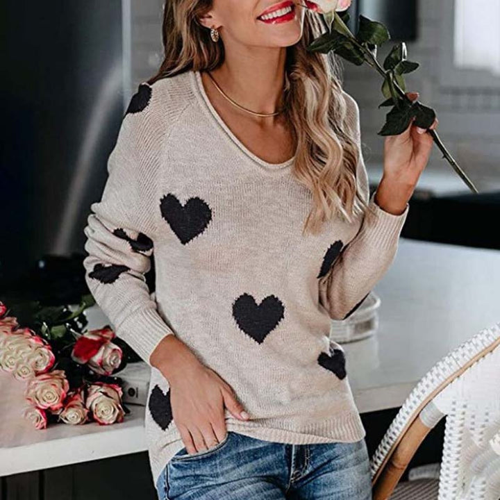 Suéter De Tricot Con Motivo De Corazón