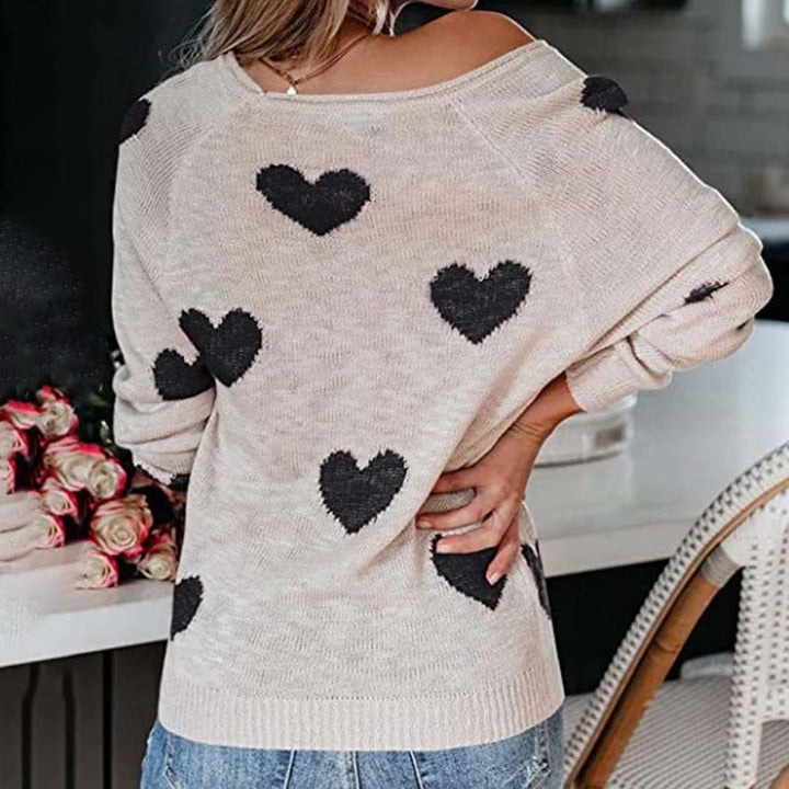 Suéter De Tricot Con Motivo De Corazón