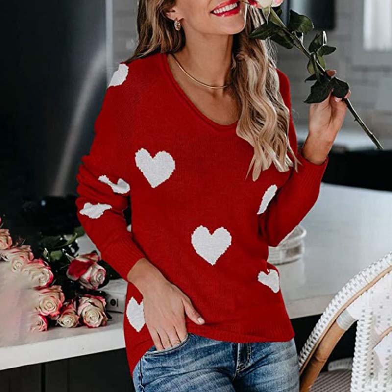 Suéter De Tricot Con Motivo De Corazón