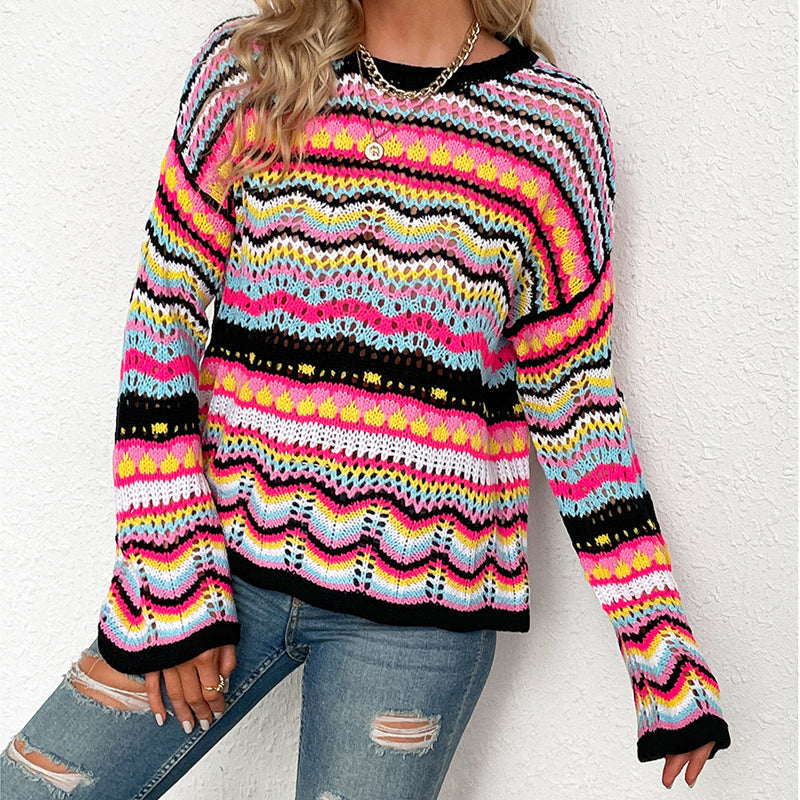 Pull De Tricot Rayé Colorido