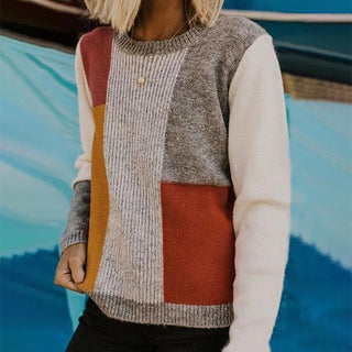 Pull De Tricot Patchwork Casual