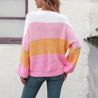 Suéter De Tricot Descontracturado A Rayas De Colores