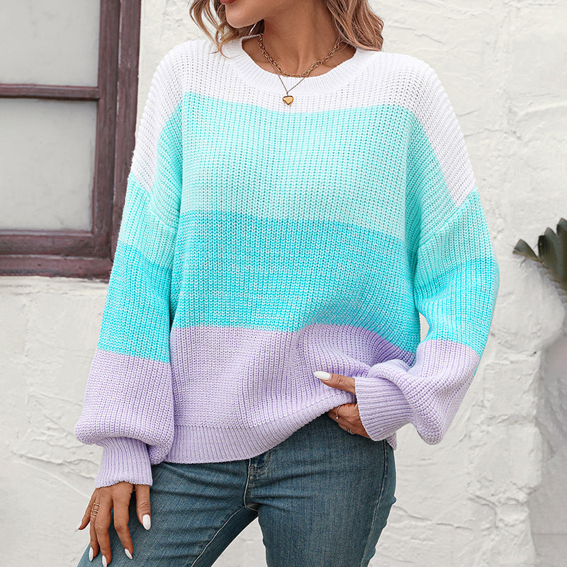 Suéter De Tricot Descontracturado A Rayas De Colores
