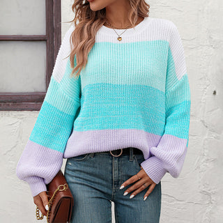 Suéter De Tricot Descontracturado A Rayas De Colores