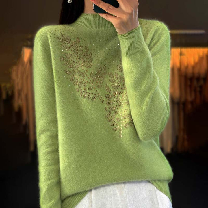 Suéter De Tricot Con Motivo De Hojas