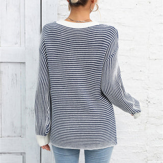 Suéter De Tricot Rayado Casual