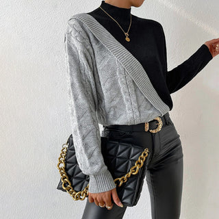Suéter Casual de Punto Patchwork