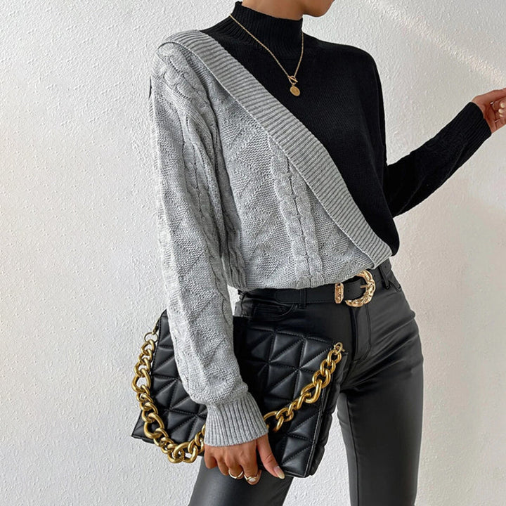 Suéter Casual de Punto Patchwork