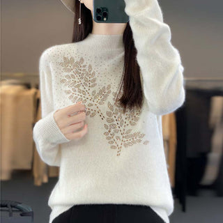 Suéter De Tricot Con Motivo De Hojas