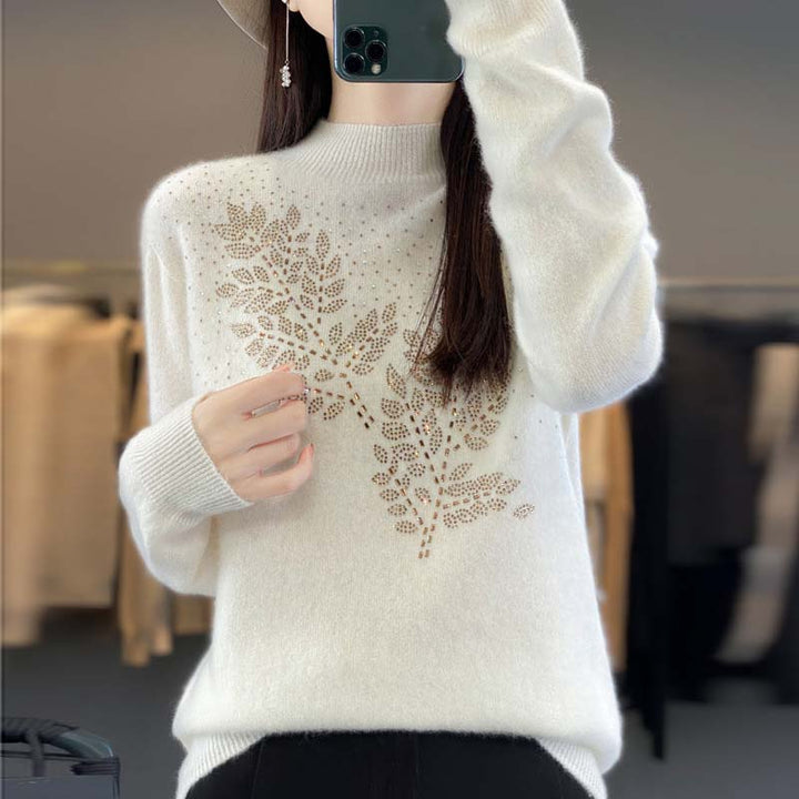 Suéter De Tricot Con Motivo De Hojas