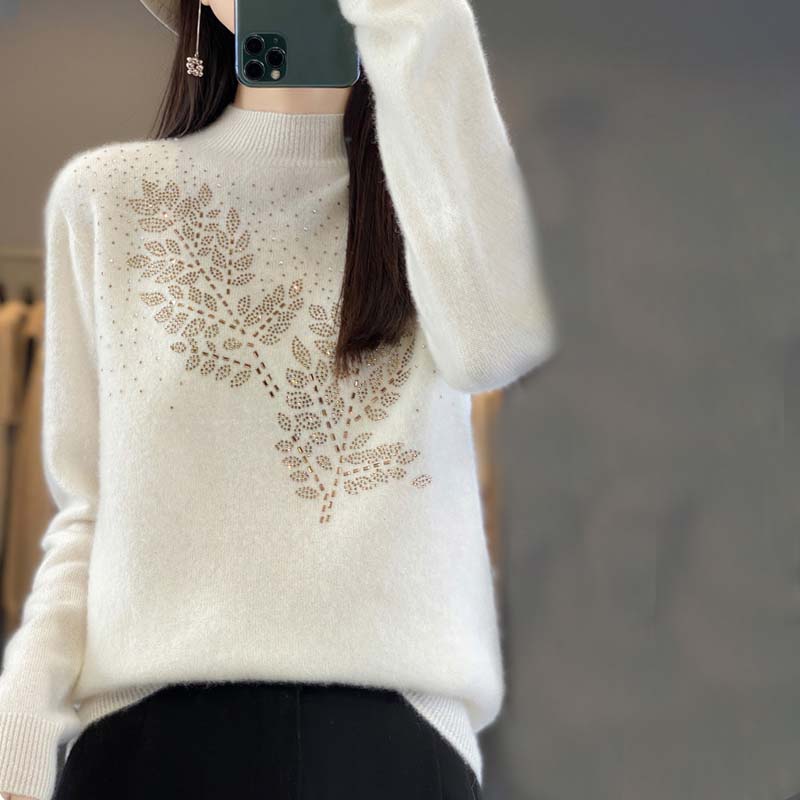 Suéter De Tricot Con Motivo De Hojas