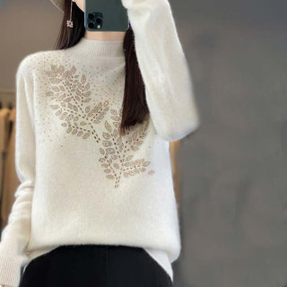 Suéter De Tricot Con Motivo De Hojas