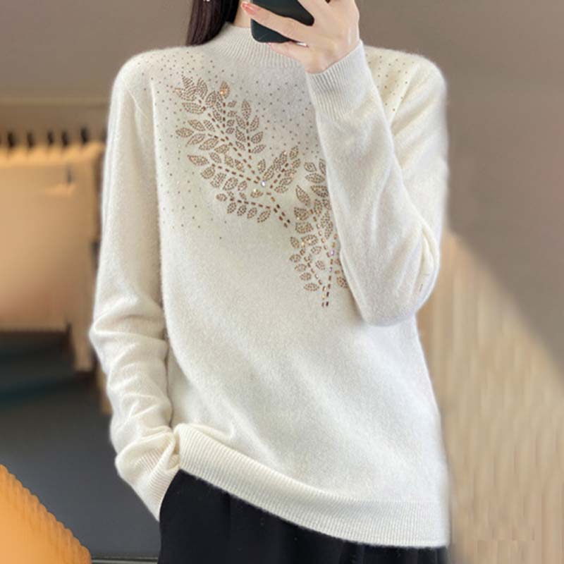 Suéter De Tricot Con Motivo De Hojas