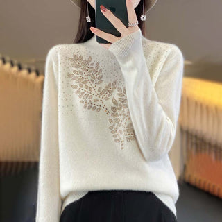 Suéter De Tricot Con Motivo De Hojas